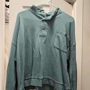 EARTHBOUND Blue Knit Sweater with Collared Neckline